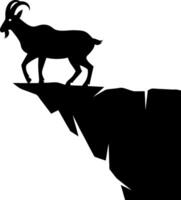 Majestic Mountain Goat Silhouette on Cliff Edge Illustration vector