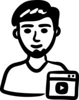 Man with Browser and Play Button Illustration for Media and Technology vector