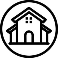 Minimalist Black Line House in Circular Frame for Apps and Websites vector