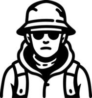 Minimalist Cool Guy in Bucket Hat and Sunglasses Illustration vector