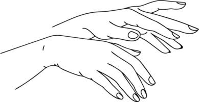 Minimalist Line Drawing Hands Elegant Art for Design Tattoo or Coloring Book Use vector