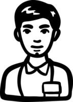 Minimalist Male Avatar with Badge Illustration for Design Projects vector