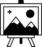 Minimalist Mountain Landscape on Easel Illustration for Art and Design Projects vector