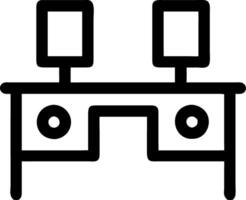 Minimalist Office Desk Illustration with Monitors and Storage vector