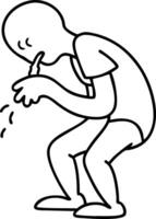 Minimalist Illustration of Sneezing Person Simple Outline Art for Health Awareness vector