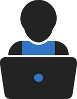 Minimalist Illustration Person Using Laptop for Remote Work and Technology Design vector