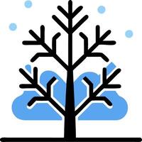 Minimalist Winter Tree Illustration with Blue Snowflakes for Seasonal Design vector