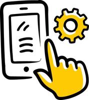 Mobile App Settings with Hand Gesture Illustration vector