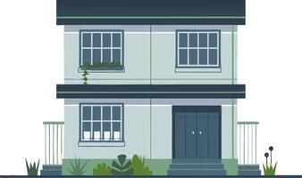 Modern Two-Story House Illustration with Greenery for Design and Real Estate Projects vector