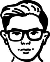 Modern Illustration of Face with Glasses Bold Outline Design vector