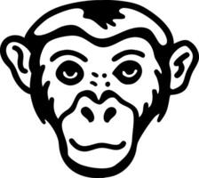 Monkey Face Black Outline Bold Design for Tattoos and Coloring Books vector