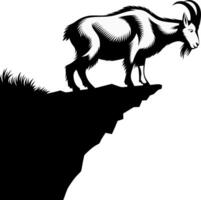 Mountain Goat Silhouette on Cliff Edge Art for Creative Design vector