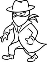 Mysterious Detective in Trench Coat Illustration for Coloring Books and Graphic Design vector