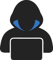 Mysterious Hacker in Hoodie Using Laptop Cybersecurity Theme Illustration vector