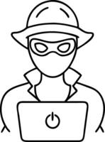 Mysterious Hacker in Outline Style for Cybersecurity Applications vector