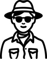 Mysterious Man in Hat and Sunglasses Art for and Logo Design vector