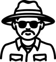 Mysterious Man in Hat and Sunglasses Illustration for Design Projects vector