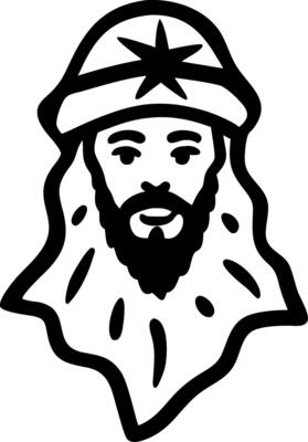 Mystical Bearded Man Face Black Art for Illustrations and Design