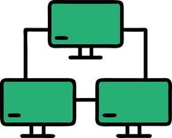 Network Diagram Green Monitors Illustration for Technology Concepts vector