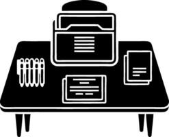 Office Desk with Printer and Stationery Illustration for Work Organization vector