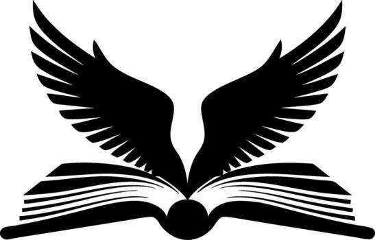 Open Book with Wings Symbolizing Knowledge Freedom Learning Art vector