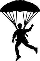 Parachuting Silhouette Illustration for Adventure and Military Themes vector