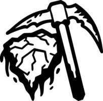 Pickaxe and Rock Illustration for Mining and Geology Designs vector