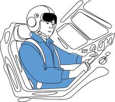 Pilot Cockpit Line Art Illustration for Aviation Design and Educational Uses vector