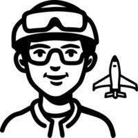 Pilot Portrait with Airplane for Aviation Education and Design vector