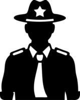 Police Officer Silhouette in Uniform with Star Badge for Security and Law Enforcement Design vector