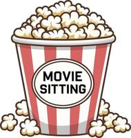 Popcorn Bucket with Movie Sitting Design for Entertainment and Snack Themes vector