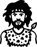 Primitive Caveman Illustration with Spear and Animal Skin Design vector