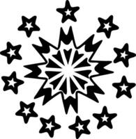 Radiant Starburst Pattern with Outer Stars for Creative Designs and Tattoos vector