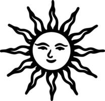Radiant Sun Face with Stylized Rays for Art and Design vector