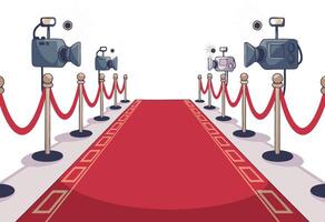 Red Carpet Event with Cameras Flashing for Celebrity Arrival vector