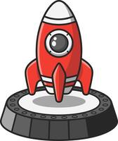Red Rocket Ship Illustration for Kids and Educational Use vector