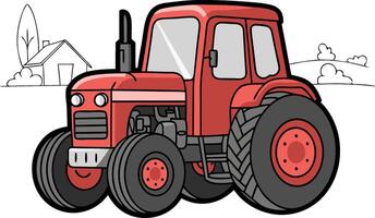 Red Tractor Illustration for Farming and Agriculture Design Projects vector
