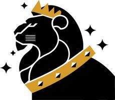 Regal Lion Silhouette with Crown and Collar Design for Creative Projects vector