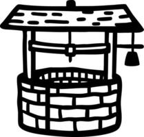 Rustic Stone Wishing Well Art for Tattoos and Coloring Books vector