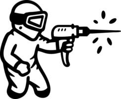 Safety Worker Operating Power Tool Illustration for Industrial and Construction Use vector