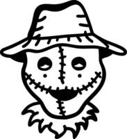 Scarecrow Face Art Simple Rustic Character Design for Halloween Decorations vector