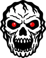 Scary Skull Face with Red Eyes Illustration for Halloween Decor and Design vector