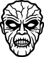 Scary Monster Face Art for Halloween Tattoo and Coloring Book Design vector