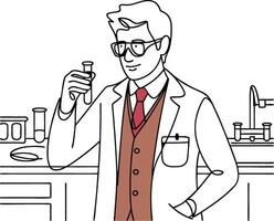 Scientist Holding Test Tube in Laboratory Illustration for Educational Resources vector