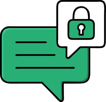 seguro mensajería con candado en formato para comunicación intimidad vector