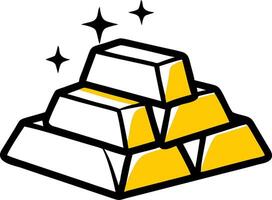 Shiny Gold Bars Illustration with Sparkles for Wealth and Investment Themes vector