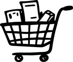 Shopping Cart Illustration with Groceries for Retail and E-commerce Design vector