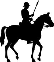 Silhouette Knight on Horse with Spear Medieval Art for Historical Projects vector