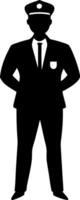 Silhouette of Police Officer in Uniform for Security and Law Representation Art vector