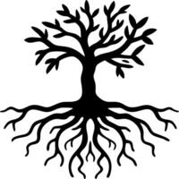 Silhouette Tree with Roots Symbolizing Growth and Connection Design vector